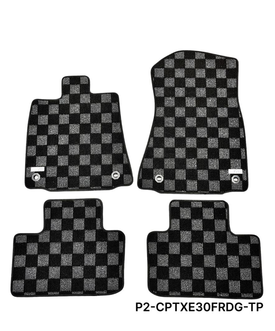 Phase 2 Motortrend (P2M) Checkered Carpet Race Floor Mats - Lexus IS200T IS250 IS300 IS350 (2014-2020)