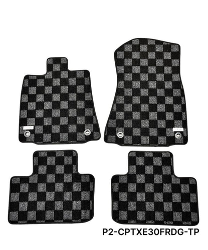 Phase 2 Motortrend (P2M) Checkered Carpet Race Floor Mats - Lexus IS200T IS250 IS300 IS350 (2014-2020)