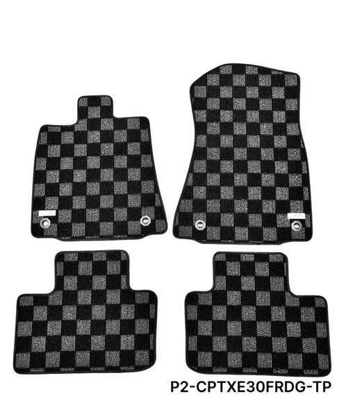 Phase 2 Motortrend (P2M) Checkered Carpet Race Floor Mats - Lexus IS200T IS250 IS300 IS350 (2014-2020)