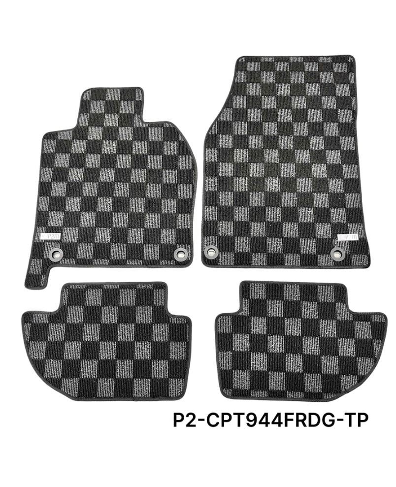 Phase 2 Motortrend (P2M) Checkered Carpet Race Floor Mats - Porsche 924 944 968 Coupe