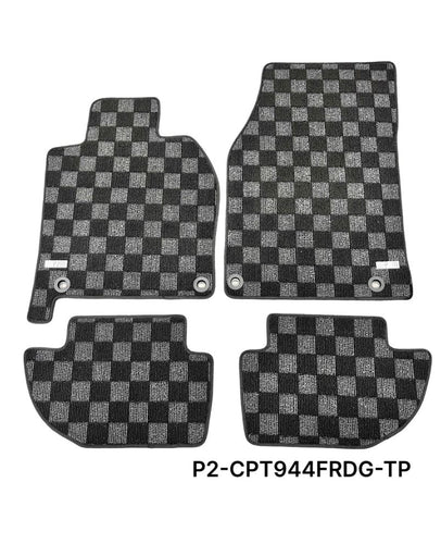 Phase 2 Motortrend (P2M) Checkered Carpet Race Floor Mats - Porsche 924 944 968 Coupe