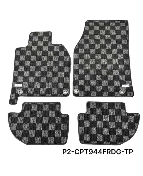 Phase 2 Motortrend (P2M) Checkered Carpet Race Floor Mats - Porsche 924 944 968 Coupe
