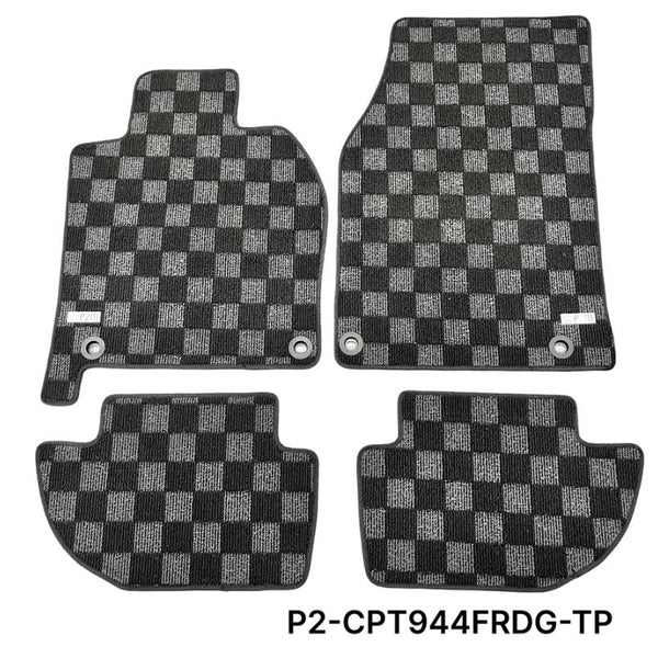 Phase 2 Motortrend (P2M) Checkered Carpet Race Floor Mats - Porsche 924 944 968 Coupe