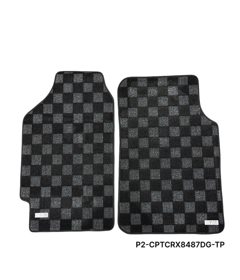Phase 2 Motortrend (P2M) Checkered Front Floor Mats - Honda Civic / CRX (1984-1987)