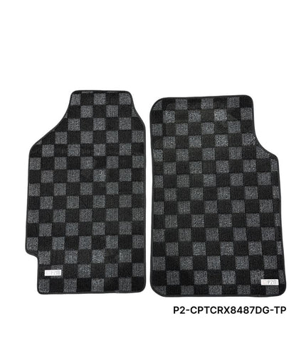 Phase 2 Motortrend (P2M) Checkered Front Floor Mats - Honda Civic / CRX (1984-1987)
