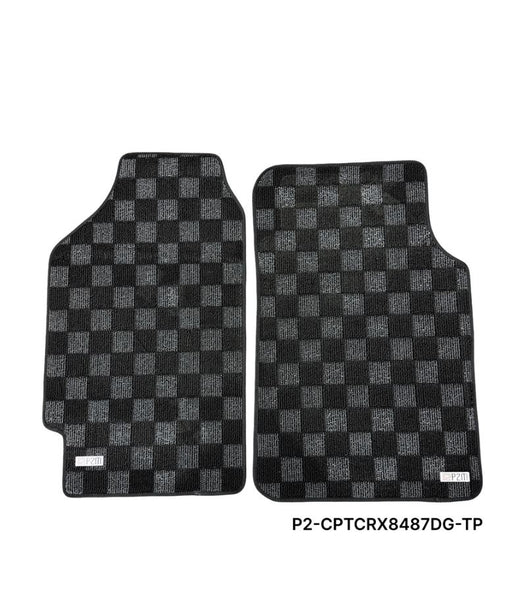 Phase 2 Motortrend (P2M) Checkered Front Floor Mats - Honda Civic / CRX (1984-1987)