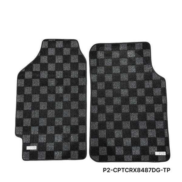 Phase 2 Motortrend (P2M) Checkered Front Floor Mats - Honda Civic / CRX (1984-1987)