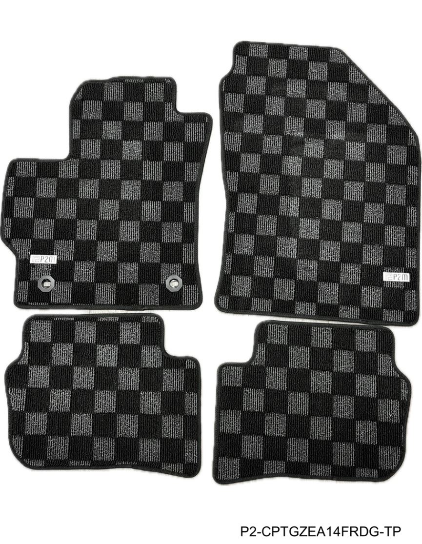 P2M Checkered Floor Mats - Toyota GR Corolla (2023+) - P2-CPTGZEA14FRDG-TP