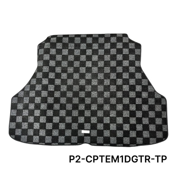 Phase 2 Motortrend (P2M) Checkered Carpet Race Trunk Mat - Honda Civic Coupe EM1 (1996-2000)