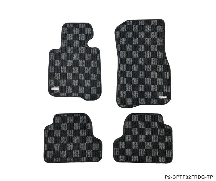 P2M Checkered Floor Mats - BMW F82 4-Series Coupe (2014-2019) - P2-CPTF82FRDG-TP
