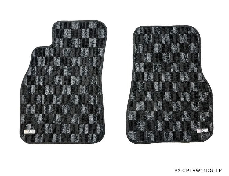 Phase 2 Motortrend (P2M) Checkered Carpet Race Floor Mats - Toyota MR-2 AW11 (1984-1989)