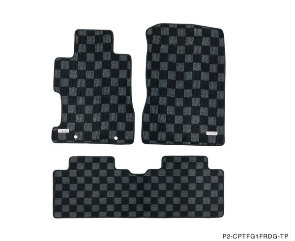 Phase 2 Motortrend (P2M) Checkered Carpet Race Floor Mats - Honda Civic Sedan FA5 (2006-2011)