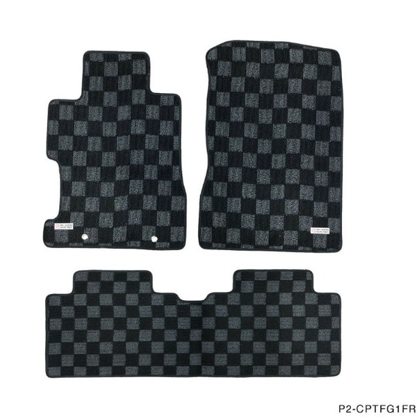 Phase 2 Motortrend (P2M) Checkered Carpet Race Floor Mats - Honda Civic Sedan FA5 (2006-2011)