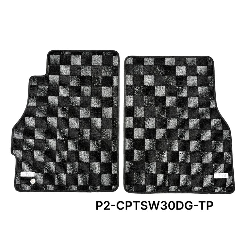 Phase 2 Motortrend (P2M) Checkered Flag Carpet Floor Mats Front - Toyota MR2 Spyder MRS SW30 (2000-2005)