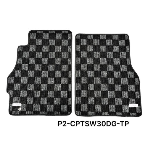 Phase 2 Motortrend (P2M) Checkered Flag Carpet Floor Mats Front - Toyota MR2 Spyder MRS SW30 (2000-2005)