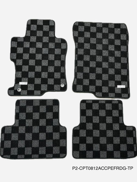 Phase 2 Motortrend (P2M) Checkered Carpet Race Floor Mats - Honda Accord Coupe (2008-2012)