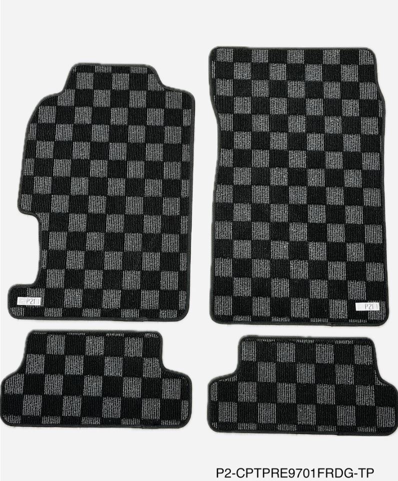 Phase 2 Motortrend (P2M) Checkered Carpet Race Floor Mats - Honda Prelude BB6 (1997-2001)