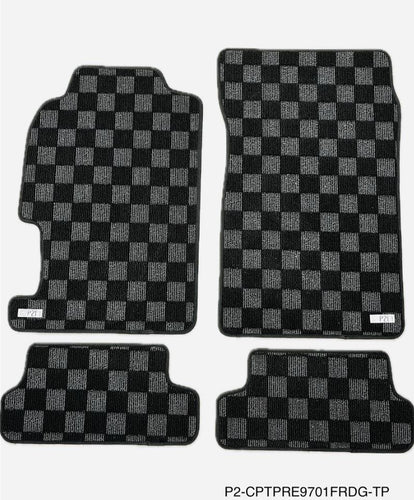 Phase 2 Motortrend (P2M) Checkered Carpet Race Floor Mats - Honda Prelude BB6 (1997-2001)
