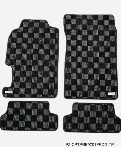 Phase 2 Motortrend (P2M) Checkered Carpet Race Floor Mats - Honda Prelude BB6 (1997-2001)
