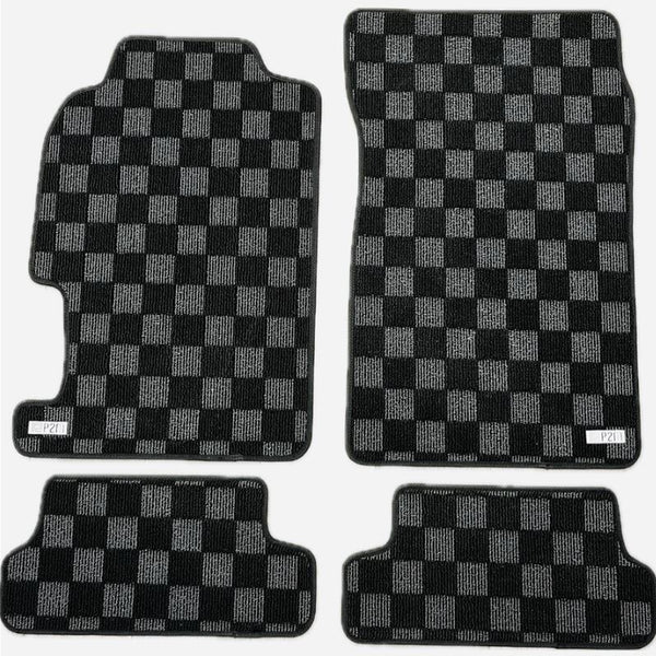 Phase 2 Motortrend (P2M) Checkered Carpet Race Floor Mats - Honda Prelude BB6 (1997-2001)