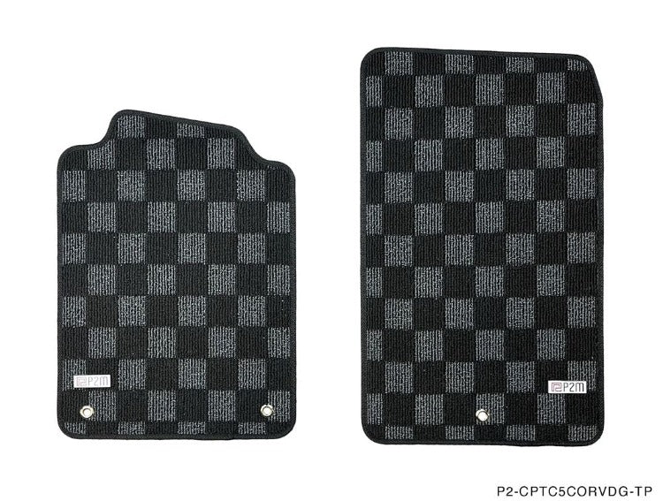Phase 2 Motortrend (P2M) Checkered Carpet Race Floor Mats - Chevrolet C5 Corvette (1997-2004)