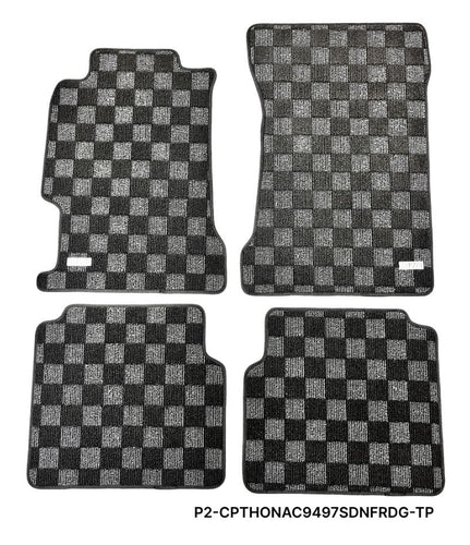 Phase 2 Motortrend (P2M) Checkered Carpet Race Floor Mats - Honda Accord Coupe & Sedan (1994-1997)