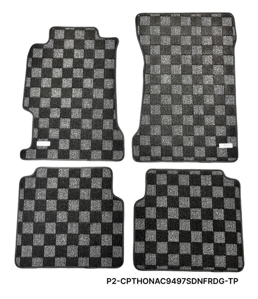 Phase 2 Motortrend (P2M) Checkered Carpet Race Floor Mats - Honda Accord Coupe & Sedan (1994-1997)