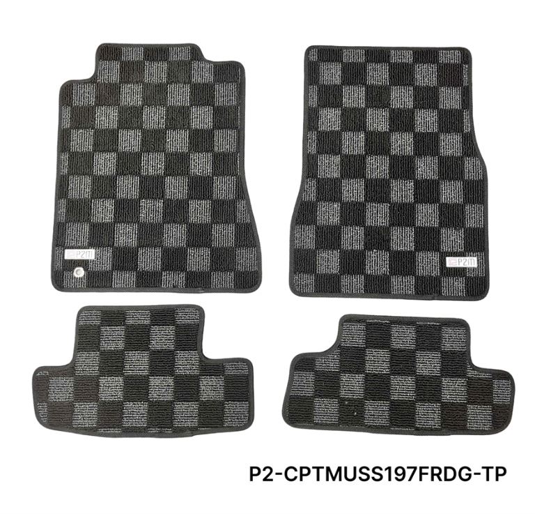 Phase 2 Motortrend (P2M) Checkered Carpet Race Floor Mats - Ford Mustang S197 (2005-2009)