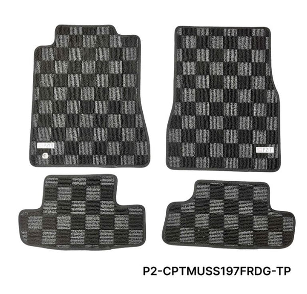 Phase 2 Motortrend (P2M) Checkered Carpet Race Floor Mats - Ford Mustang S197 (2005-2009)