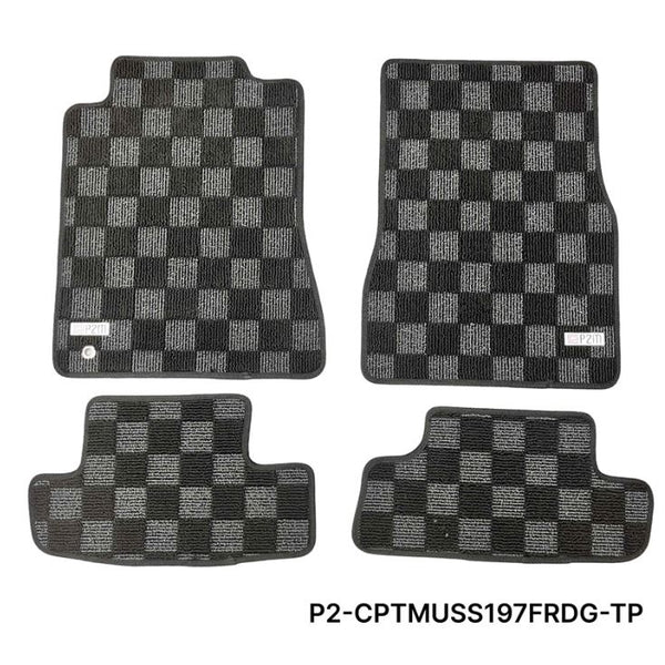 Phase 2 Motortrend (P2M) Checkered Carpet Race Floor Mats - Ford Mustang S197 (2005-2009)
