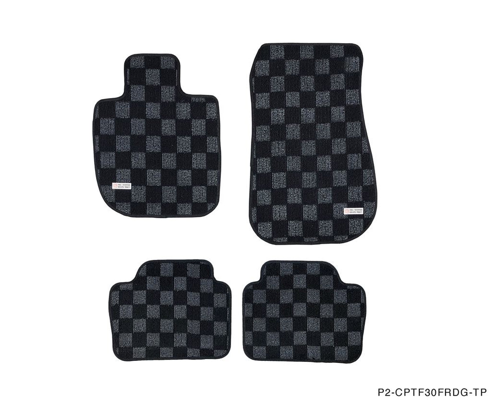 P2M Checkered Floor Mats - BMW F30 3-Series (2011-2019) - P2-CPTF304DFRDG-TP