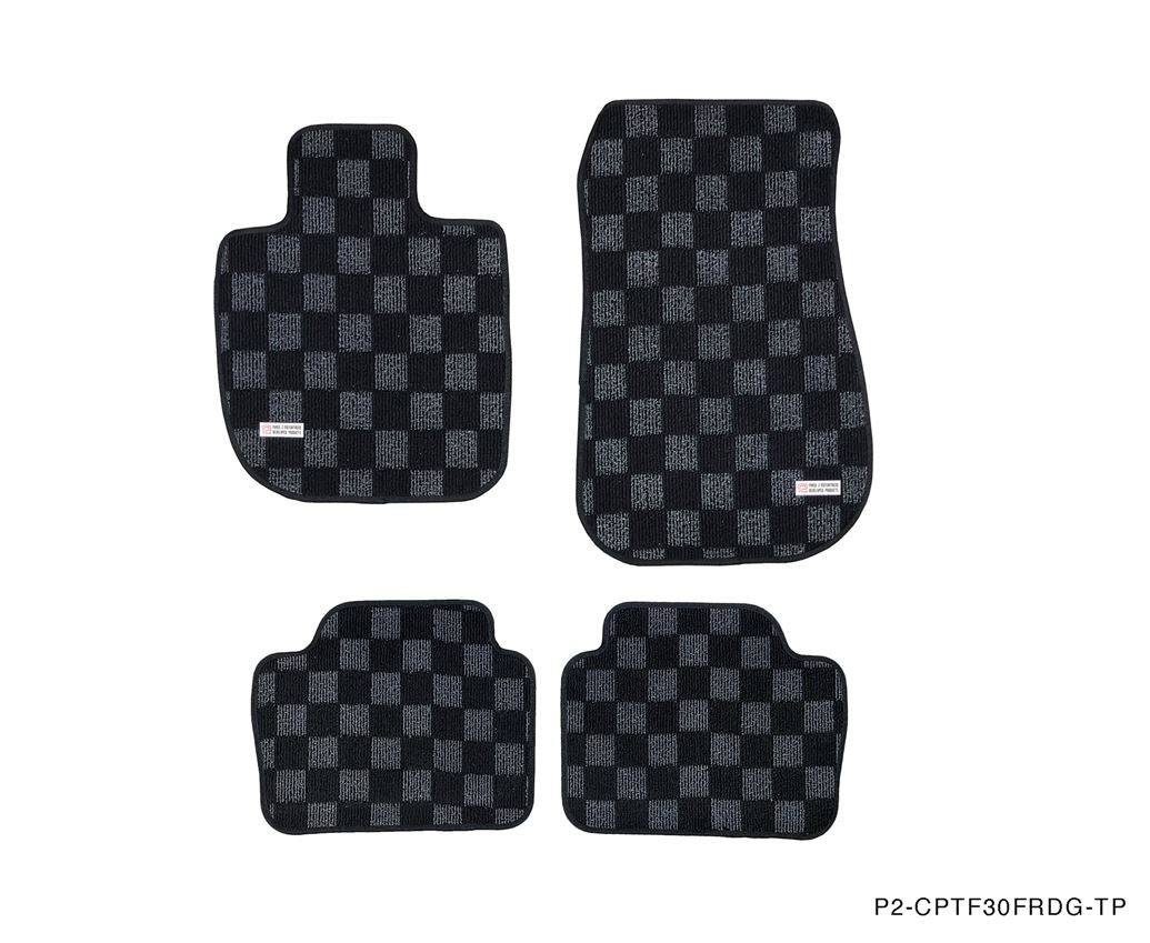 P2M Checkered Floor Mats - BMW F30 3-Series (2011-2019) - P2-CPTF304DFRDG-TP