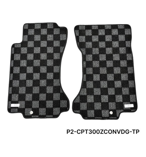Phase 2 Motortrend (P2M) Checkered Race Carpet Floor Mats Set - Nissan Z32 300zx Convertible (1993-1996)