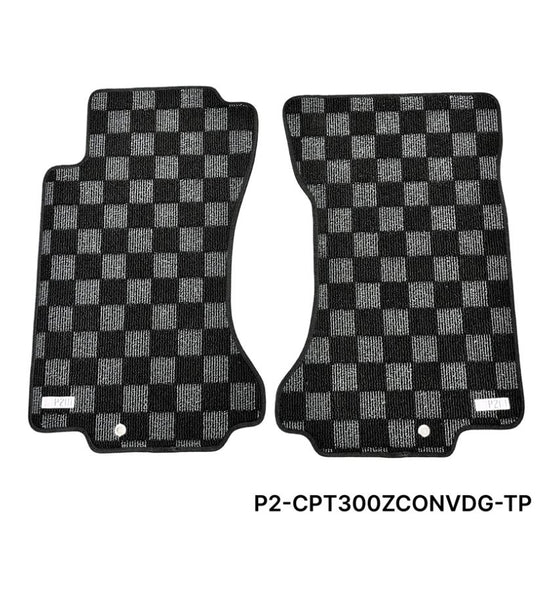 Phase 2 Motortrend (P2M) Checkered Race Carpet Floor Mats Set - Nissan Z32 300zx Convertible (1993-1996)