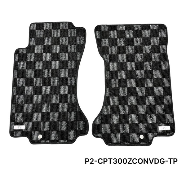 Phase 2 Motortrend (P2M) Checkered Race Carpet Floor Mats Set - Nissan Z32 300zx Convertible (1993-1996)