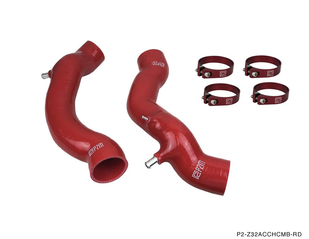 P2M Silicone Accordion Turbo Hose Kit - Red - Nissan Z32 300zx VG30DETT (1990-1996) - P2-Z32ACCHCMB-RD