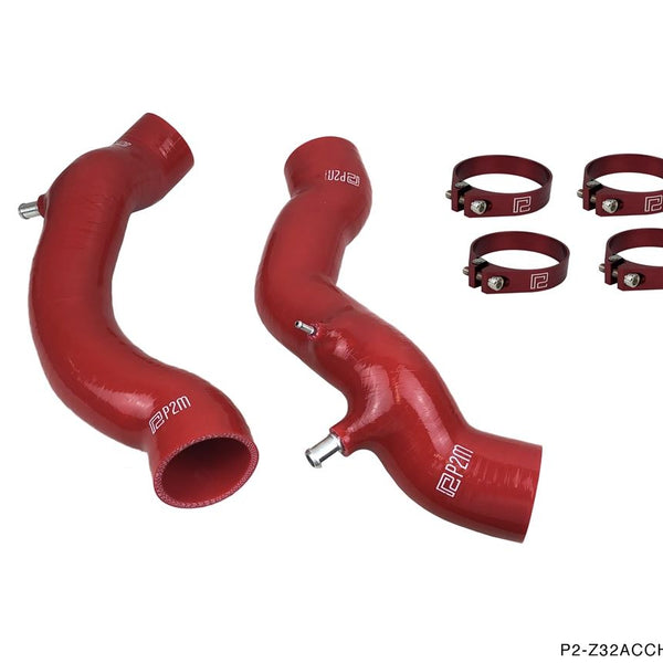 Phase 2 Motortrend (P2M) Silicone Accordion Turbo Hose Kit - Red - Nissan Z32 300zx VG30DETT (1990-1996)