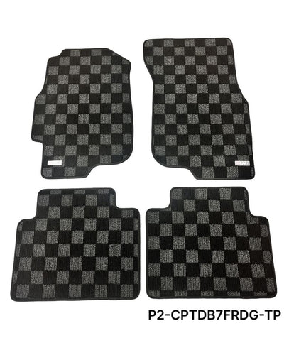 Phase 2 Motortrend (P2M) Checkered Carpet Race Floor Mats - Acura Integra Sedan DB7 DB8 (1994-2001)