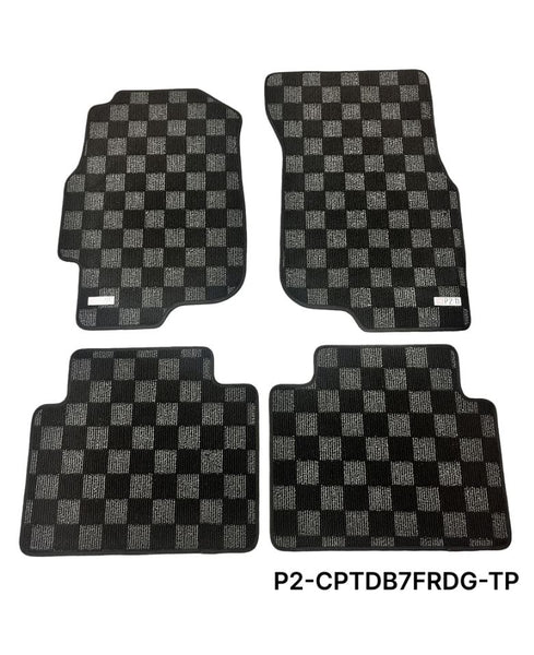 Phase 2 Motortrend (P2M) Checkered Carpet Race Floor Mats - Acura Integra Sedan DB7 DB8 (1994-2001)