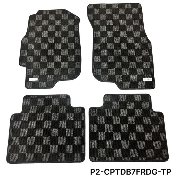 Phase 2 Motortrend (P2M) Checkered Carpet Race Floor Mats - Acura Integra Sedan DB7 DB8 (1994-2001)