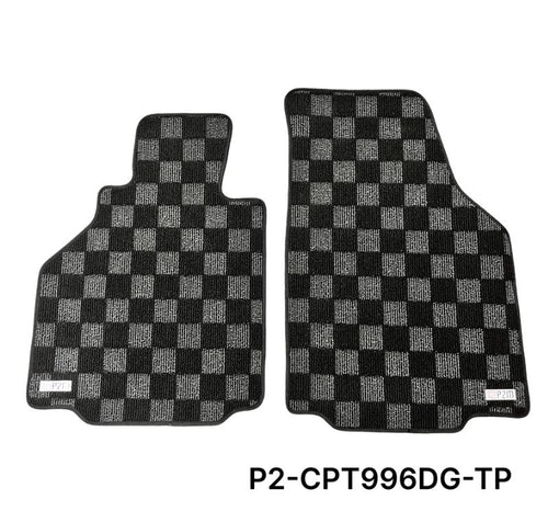 Phase 2 Motortrend (P2M) Checkered Carpet Race Floor Mats - Porsche 911 [996] (1997-2006)