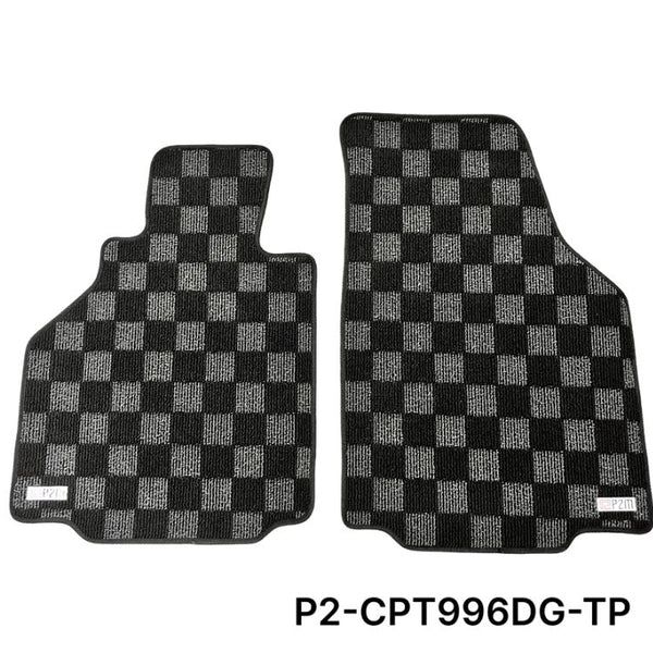 Phase 2 Motortrend (P2M) Checkered Carpet Race Floor Mats - Porsche 911 [996] (1997-2006)