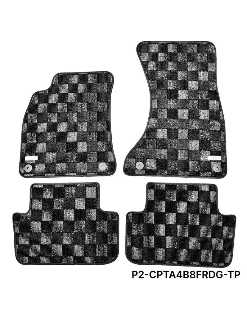 Phase 2 Motortrend (P2M) Checkered Carpet Race Floor Mats - Audi A4 / S4 B8 (2008-2015)