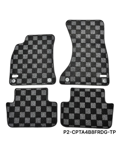 Phase 2 Motortrend (P2M) Checkered Carpet Race Floor Mats - Audi A4 / S4 B8 (2008-2015)