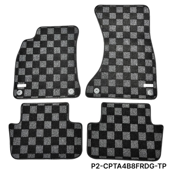 Phase 2 Motortrend (P2M) Checkered Carpet Race Floor Mats - Audi A4 / S4 B8 (2008-2015)