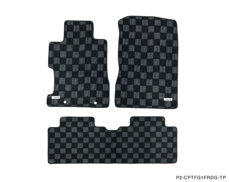 Phase 2 Motortrend (P2M) Front & Rear Checkered Race Carpet Floor Mats - Honda Civic & Si Coupe FG1 (2006-2011)