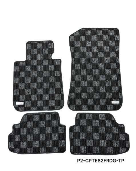 Phase 2 Motortrend (P2M) Checkered Carpet Race Floor Mats - BMW E82 1-Series Coupe (2008-2013)