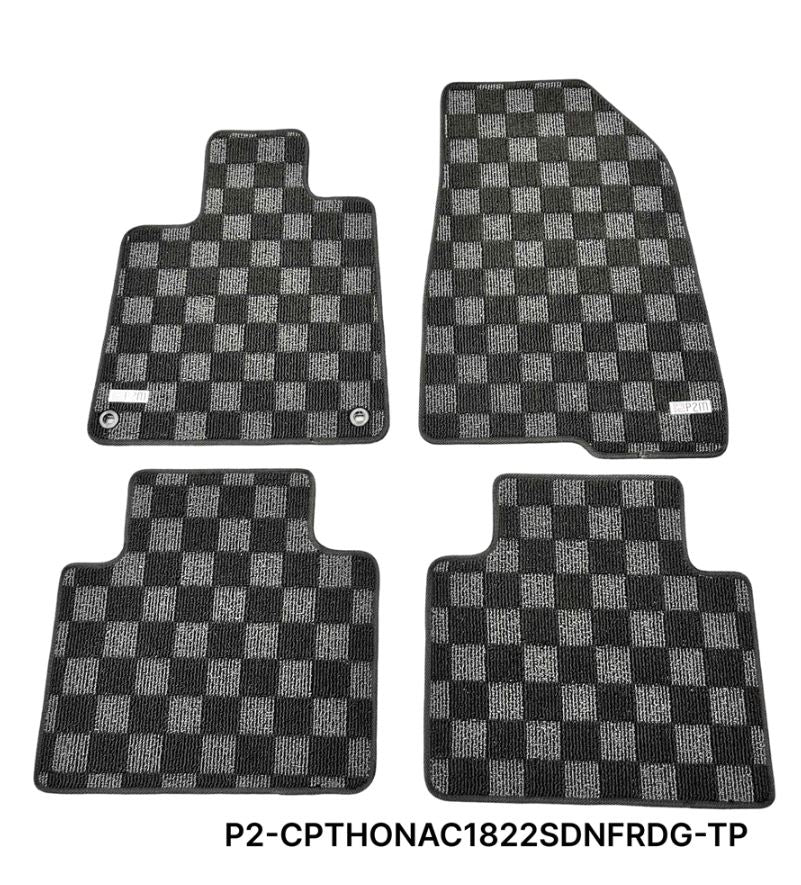 Phase 2 Motortrend (P2M) Checkered Carpet Race Floor Mats - Honda Accord 10th Gen (2018-2022)