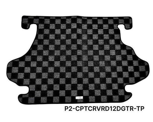 P2M Dark Checkered Carpet Heel Pad – Large (30x20cm) – Embroidered Logo, Anti-Slip