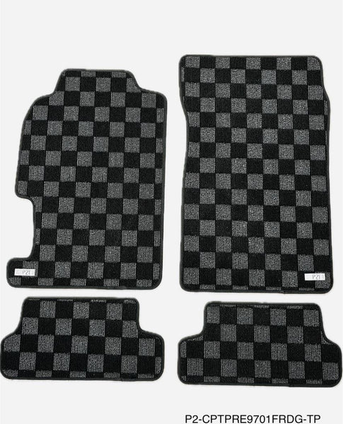 Phase 2 Motortrend (P2M) Checkered Carpet Race Floor Mats - Honda Prelude BB6 (1997-2001)